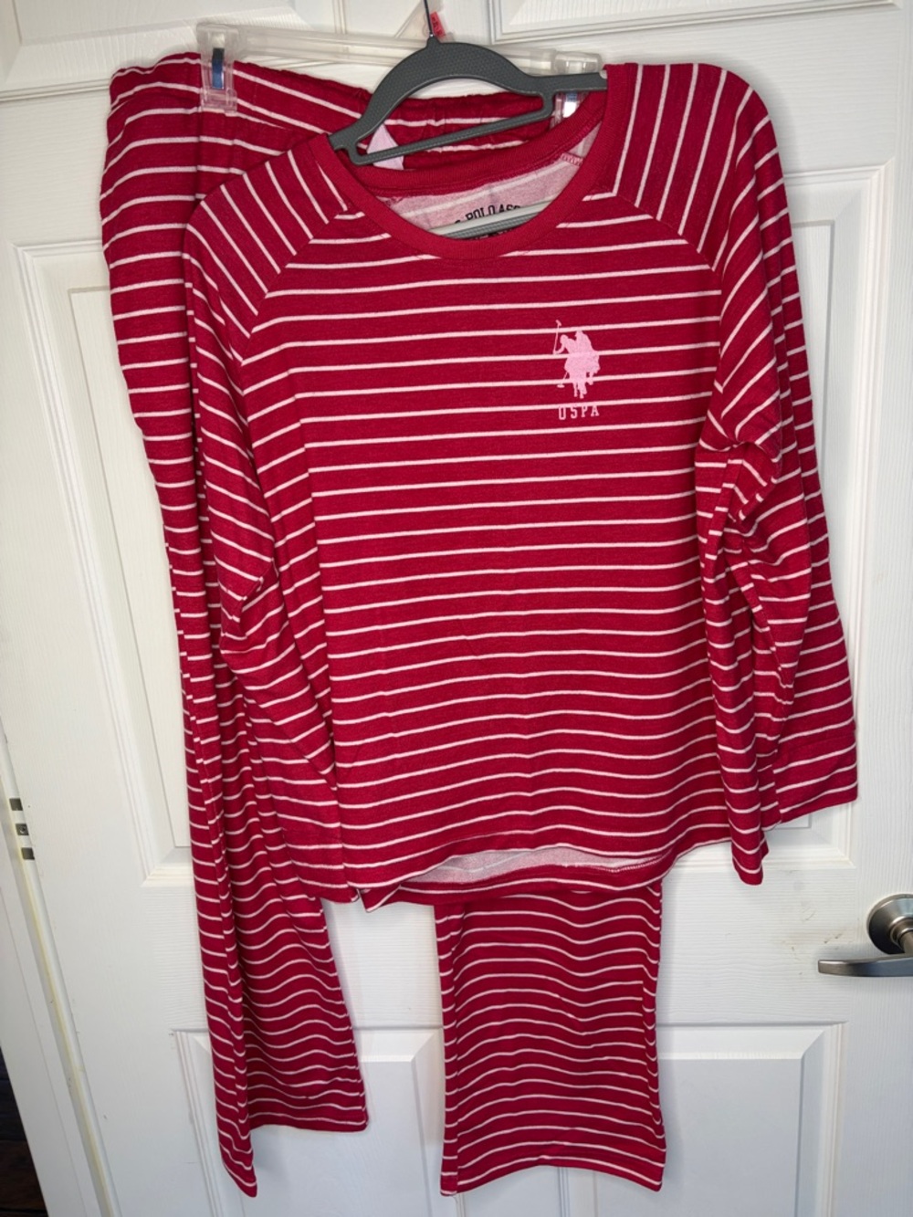 U.S. Polo Assn. Red and White Striped Kids Pajama Set